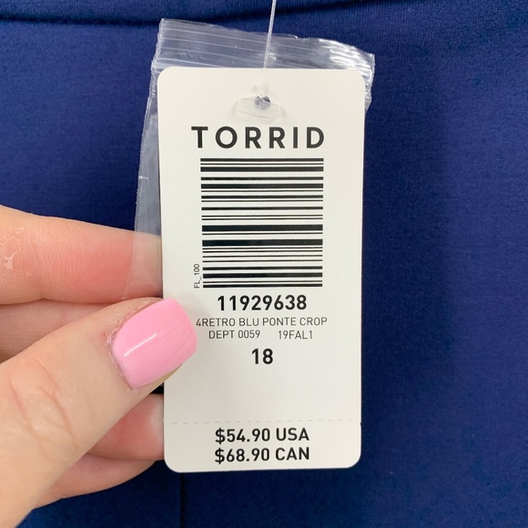 Torrid Retro Bue Sailor Ponte Knit Cropped Pants Sz 18 - Picture 6 of 12